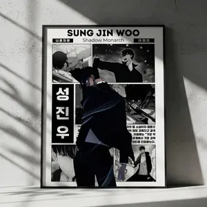 Solo Leveling Sung Jin Woo Anime Poster, Manga Wall Artwork Prints, Home Decor Gift