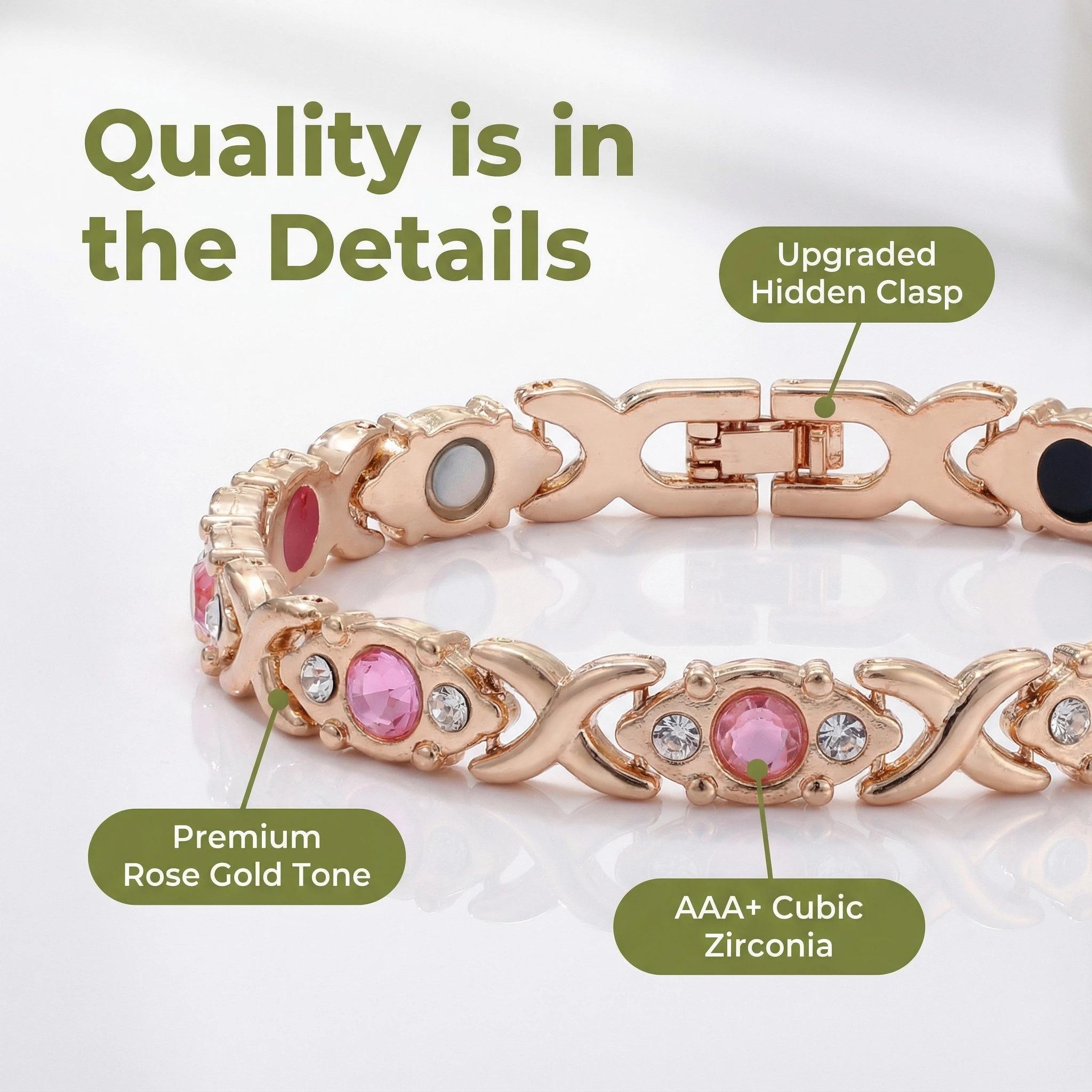 Energy Magnet Bracelet for Women, Magnetic Eco-Friendly Alloy Bracelet with Sparkling Rhinestones, Adjustable Fashion Metal Wristband, Modern Trendy Jewelry, Ideal Valentine's Day Christmas Gift for Her