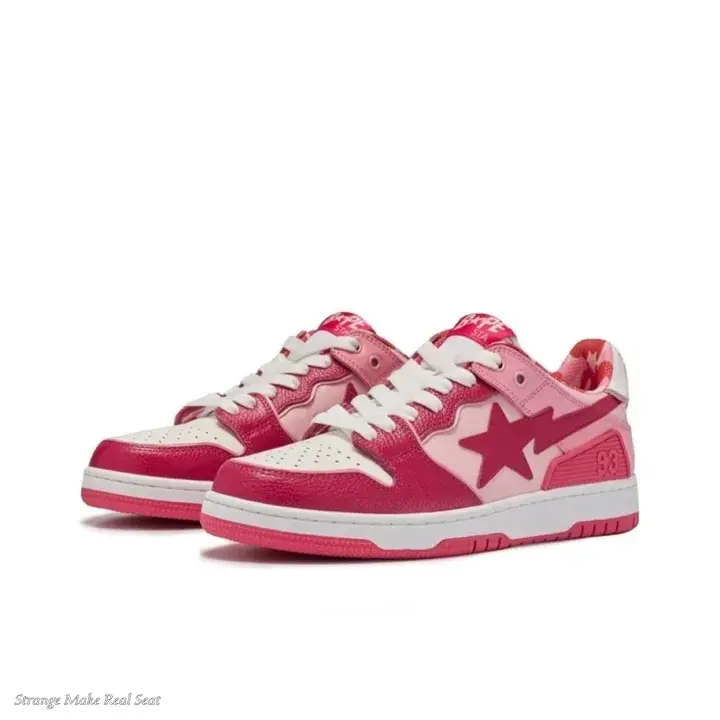 Pink Color Block Low Top Skate Sneakers | Grain Faux Leather & Cushioned Footbed | Daily Street Casual Outfits | Unisex For Men And Women