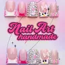 Delicate thing Women's Y2K Style Nail Art Set, Pure Handmade Design, Includes Bow & Heart Accents, Perfect Gift for Women, Ideal for Parties, Party Ready