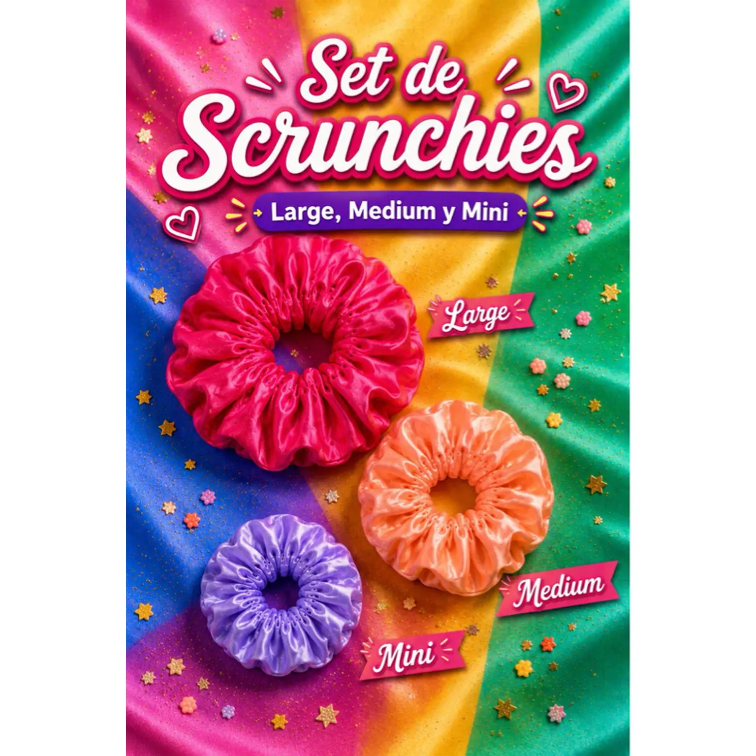 Set de Scrunchies - Large, Medium, and Mini - Choose Your Colors - Perfect for Hair Accessories
