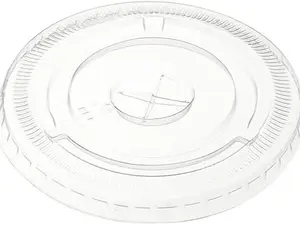 [100 Count] Clear Flat PET Plastic Lids (No Hole) 98mm Snap-On Lids for 12, 16, 20 & 24 oz Milkshake Cups, Leak-Resistant & Stackable (Formerly Comfy Package)
