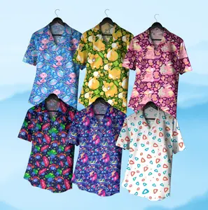 Kawaii Tropical Hawaiian Shirt, Cute Creature Aloha Shirt, Beach Vacation Outfit, Anime Fan Gift, Summer Button Down Shirt