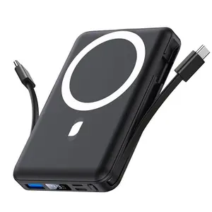 Magnetic Wireless Power Bank - 10000mAh Magnetic Portable Chargers 22.5W PD Fast Charging with Built-in Cables LED Display, Slim Magnetic Battery Pack for Phone Accessories Smartphone Mobile Chargeable