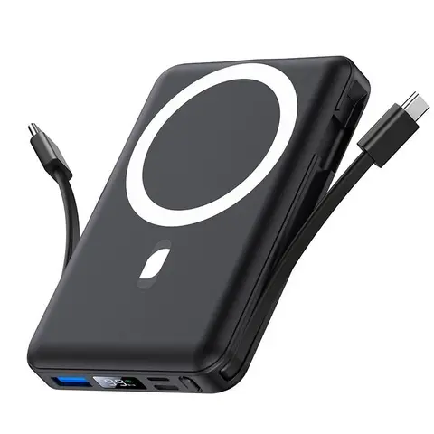 Magnetic Wireless Power Bank - 10000mAh Magnetic Portable Chargers 22.5W PD Fast Charging with Built-in Cables LED Display, Slim Magnetic Battery Pack for Phone Accessories Smartphone Mobile Chargeable