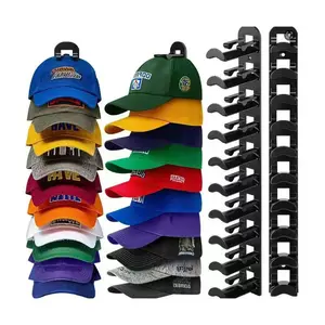 Hat Organizer Wall Mount 2 Pack Adhesive or Screw Installation Baseball Cap Holder Rack for Efficient Storage
