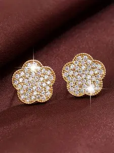 Elegant Artificial Zirconia Clover Earrings for Women, Anniversary Wedding Party Jewelry Gift, Silver Color Chain, All Seasons Wear, Zircon Flower Stud Earrings