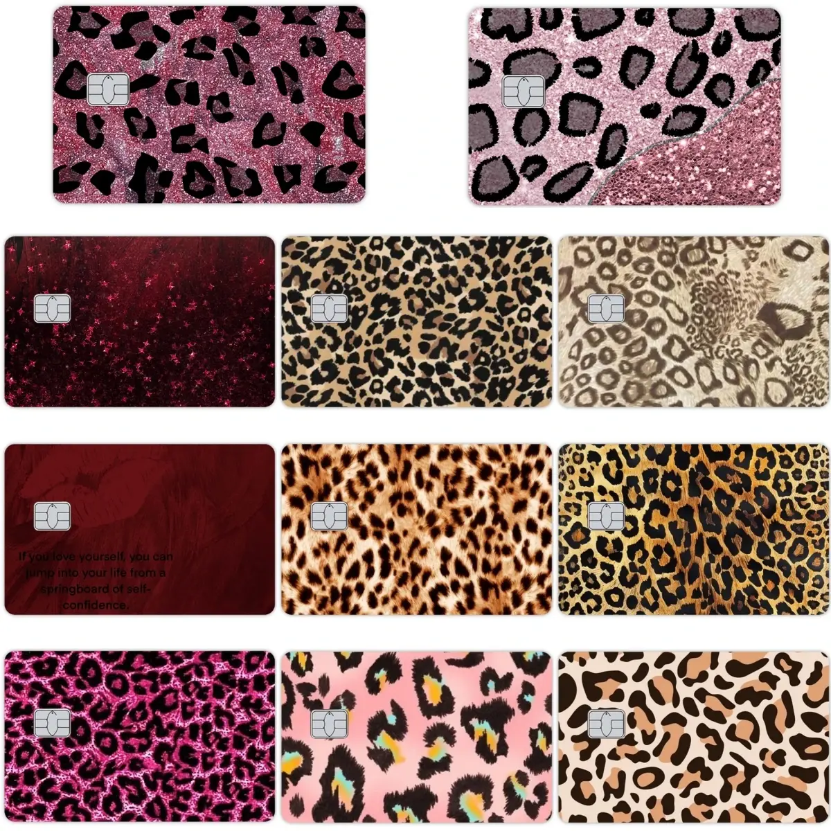 Leopard Print Credit Card Skin, Waterproof Vinyl Debit Card Sticker, Pink Cheetah Bank Card Cover, Multiple Colors