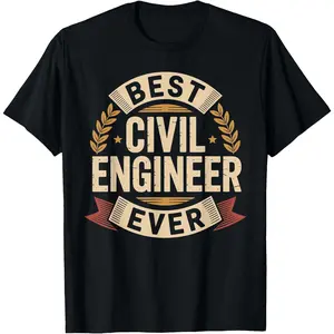Women's 100% Cotton Casual Round Neck Short-Sleeve Tee, Unisex Civil Engineer Themed Fabric T-Shirt