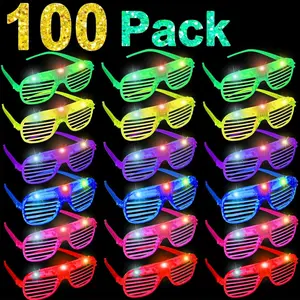 100 Pack Glow Sticks Glasses Bulk Party Pack,Light Up Glasses Bulk,Glow in the Dark Party Supplies Favors,LED Sunglasses,Concert,Neon,Birthday,Patriotic Fiesta Party Favors,Big Event