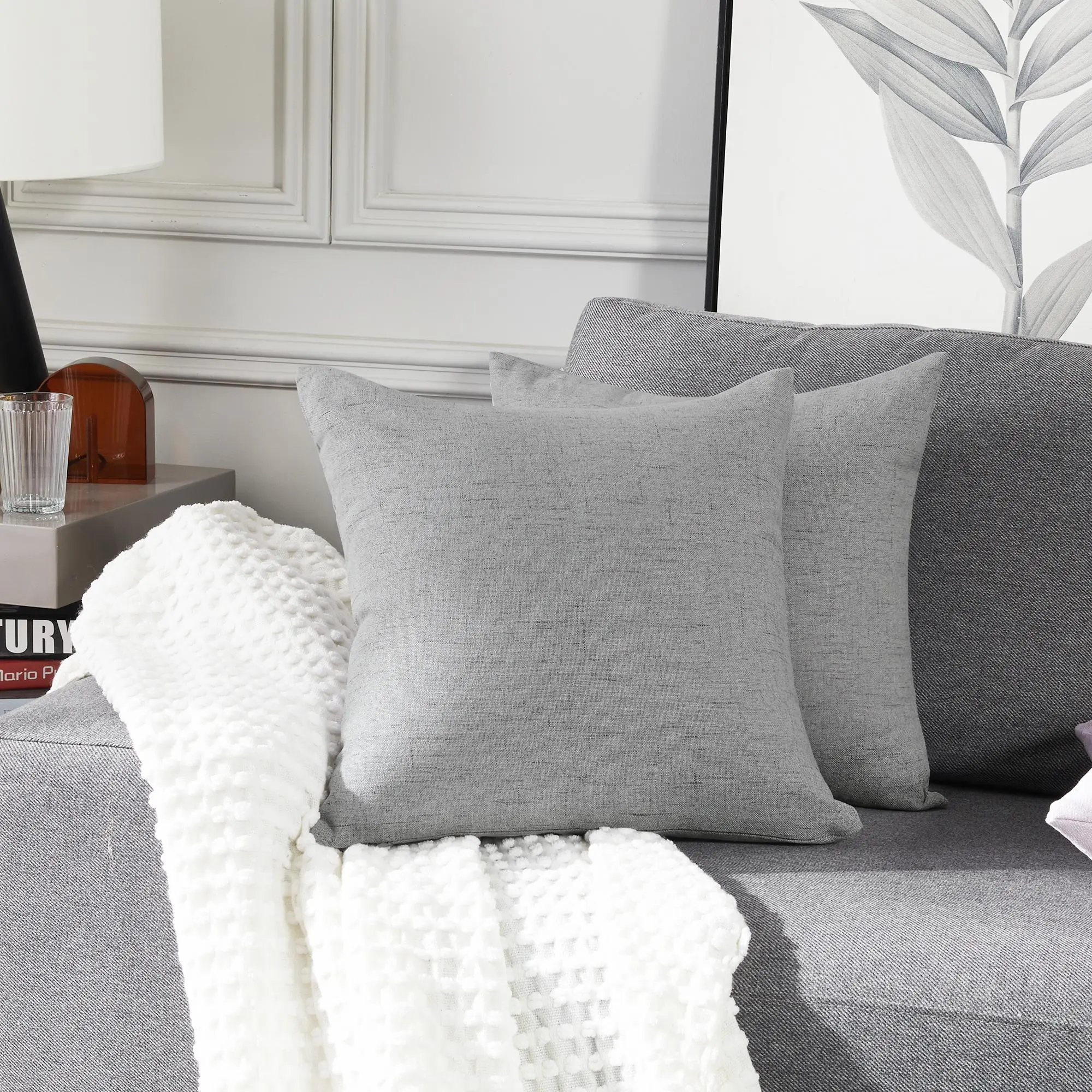Deconovo Solid Color Cushion – Coarse Faux Linen Texture, Minimalist Style