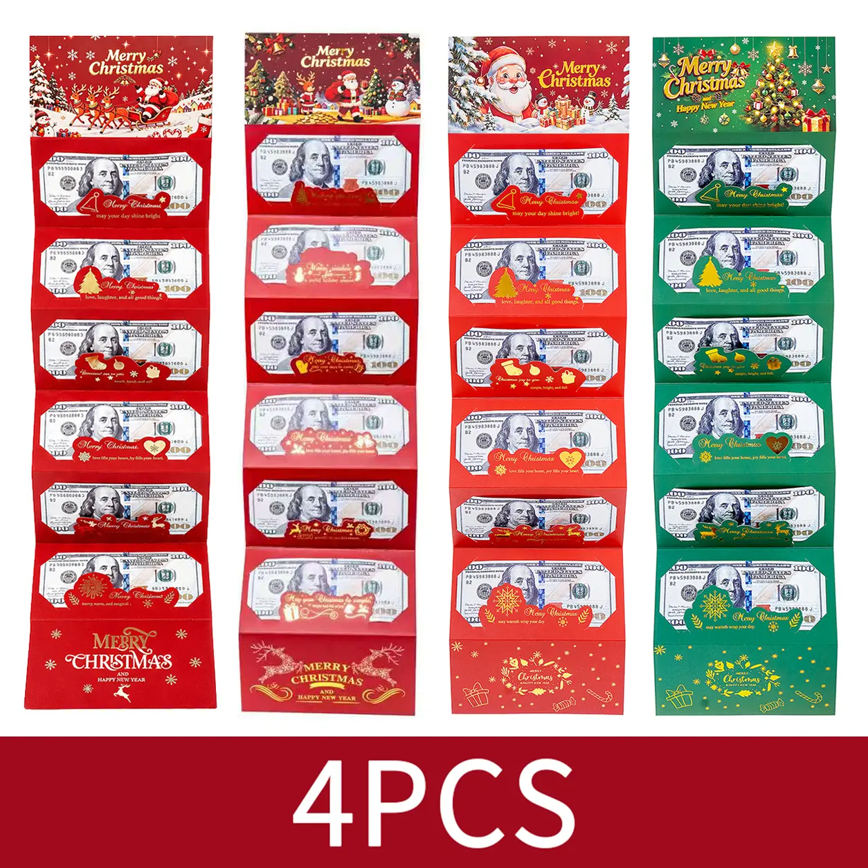 1/2/4pcs Christmas Expandable Pull Out Money Envelope Merry Christmas Surprise Cash Holder Xmas Gift Money Packet Holiday Party Supplies