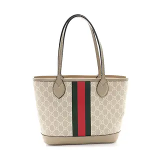 Pre-owned GUCCI PVC Tote Bags GG Supreme Monogram Textured Dollar Calfskin Web Small Ophidia Tote bag 4000029042209