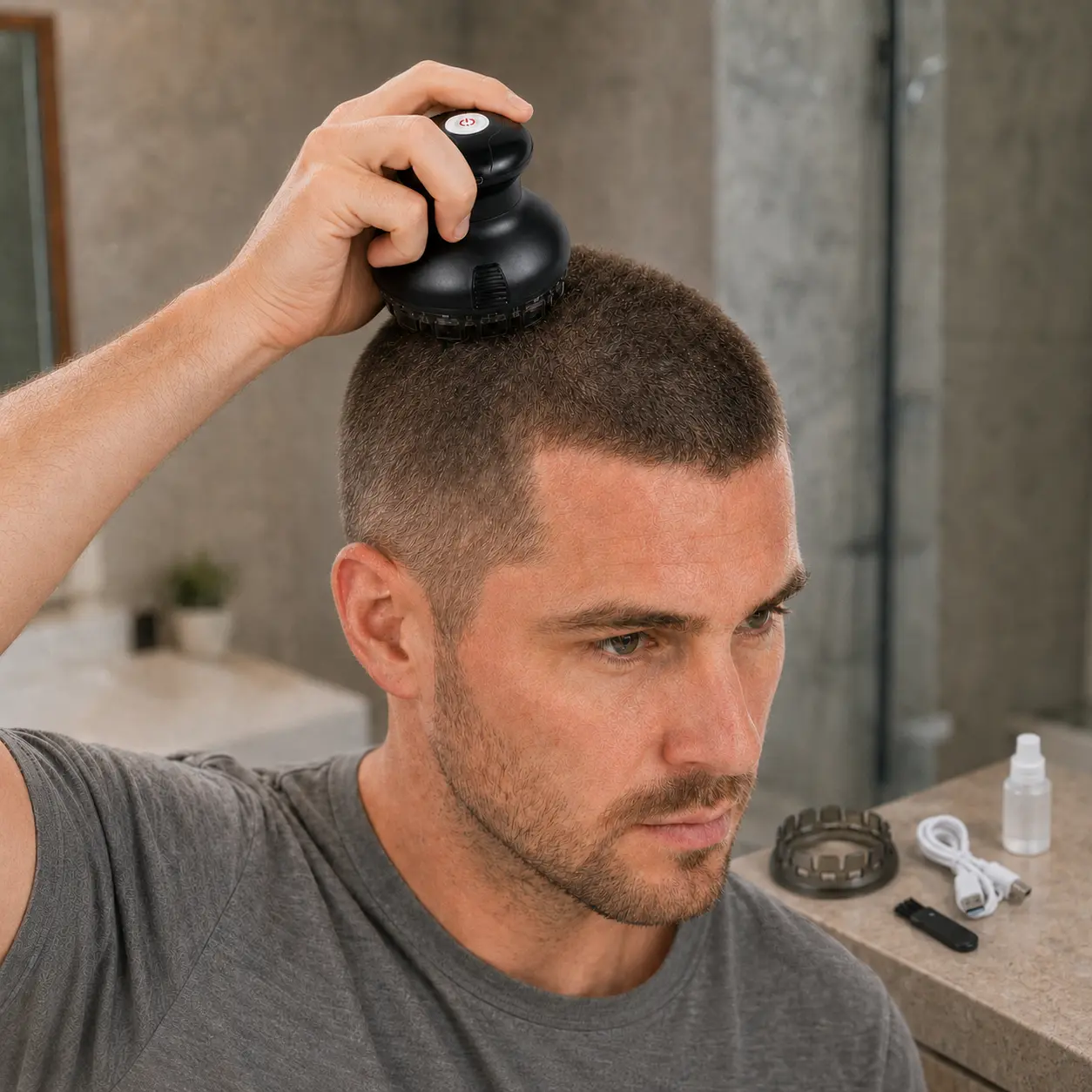 Men's Cordless Hair Clipper with Stainless Steel Blades, USB Rechargeable Trimmer for Smooth Buzz Cuts & Daily Grooming, 4 Guide Combs, Face, Short Hair, Self Haircut, Hair Styling