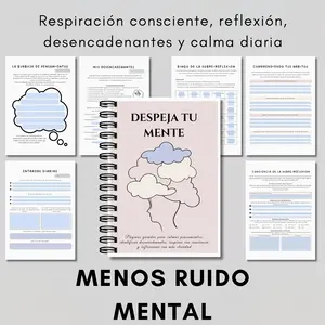 Spanish Self-Reflection Planner Notebook, Gratitude Journal, Mind Log Tracker, Breathing Exercises, Self-Affirmation, Spiral Coil Notebook
