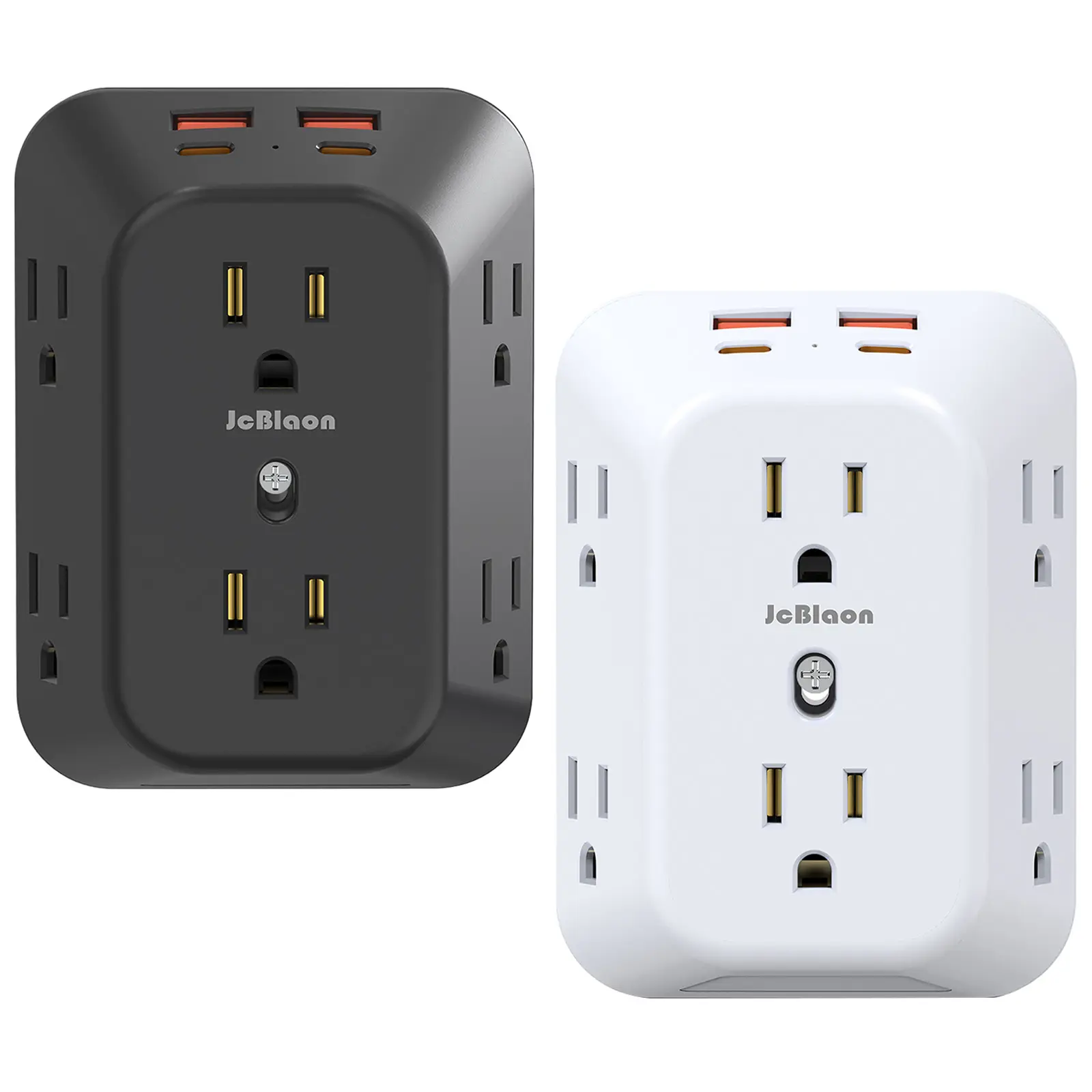 US Type Smart Surge Protector Multiplug Wall Outlet - 6-Outlet, 4-USB Compact Travel Wall Charger with 1050J Surge Protection, 1875W Extension Sockets