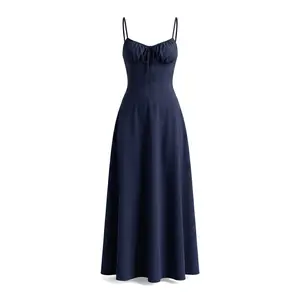 Women's Elegant A-Line Maxi Dress - Square Neck Sleeveless Tie-Front Cocktail Gown - Sophisticated Wedding Guest Outfit