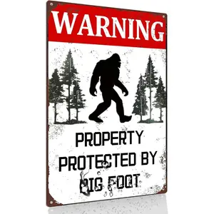 Funny Warning Metal Signs Big Of Foot Gifts For Men Garage Sign Warning Property Protected By Big Of Foot Signs Man Cave Yard Garden Wall Decor