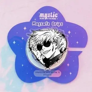 Magnetic Phone Grip Gojo Satoru Sunglasses, Kindle Holder Magsafe Compatible, Cool Edgy Anime Aesthetic Print, Removable Strong Magnet Gift for Anime Lovers.