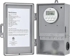 Pool Pump Timer, Digital Timer Box, 2HP 40A 120-277 VAC, 7-Day 20 ON/Off Programmable Timer  for Water Heater, Pool Pump, , , ETL Listed Gray