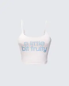 Soleia Ivory Rhinestone Slogan Cami Top