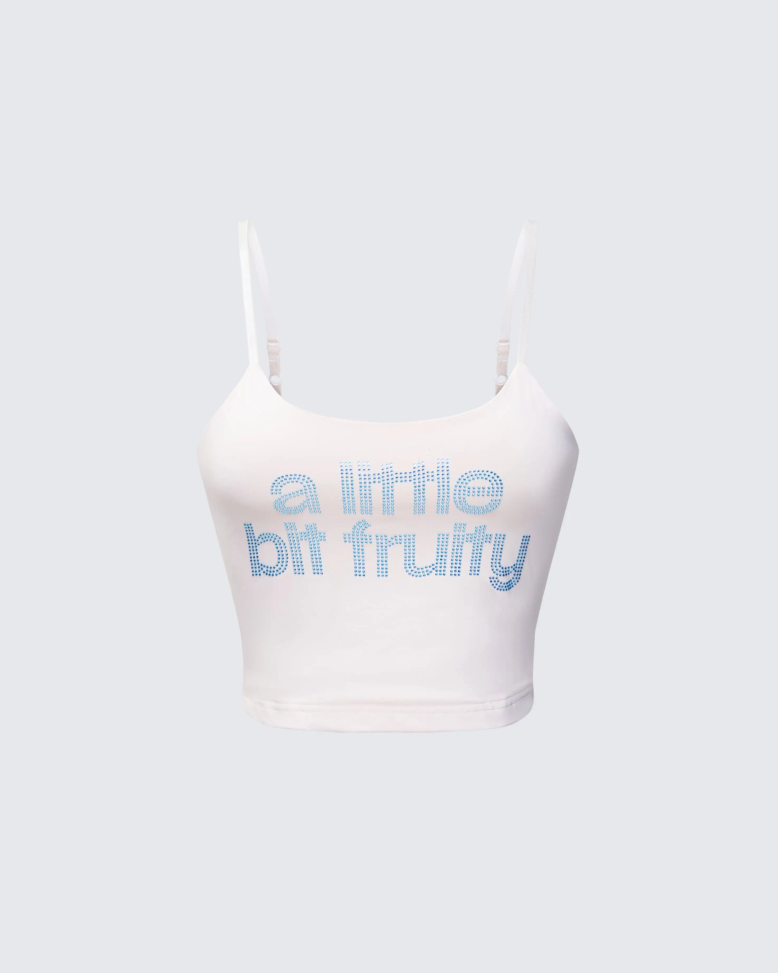 Soleia Ivory Rhinestone Slogan Cami Top
