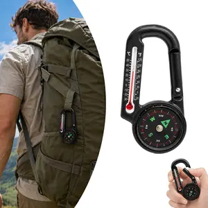 Compasses, Lightweight, Durable Tools Keychain Compass and Thermometer Carabiner Multifunctional Keychain for Hiking, Camping, Survival & Orienteering – Map, Lensatic, Liquid-Filled, Wrist, Carabiner & Pocket Navigation Outdoor Tools