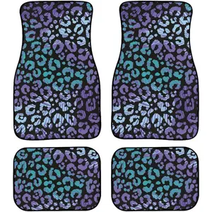 Blue Purple Leopard Print Car Floor Mats Set of 4,Backing car mat Universal Fit for Most Cars SUV,Vans,Sedans,Trucks ﻿