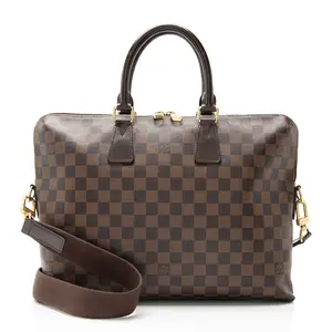 Pre-owned Louis Vuitton Leather Briefcases Damier Ebene Porte Documents Jour Bag