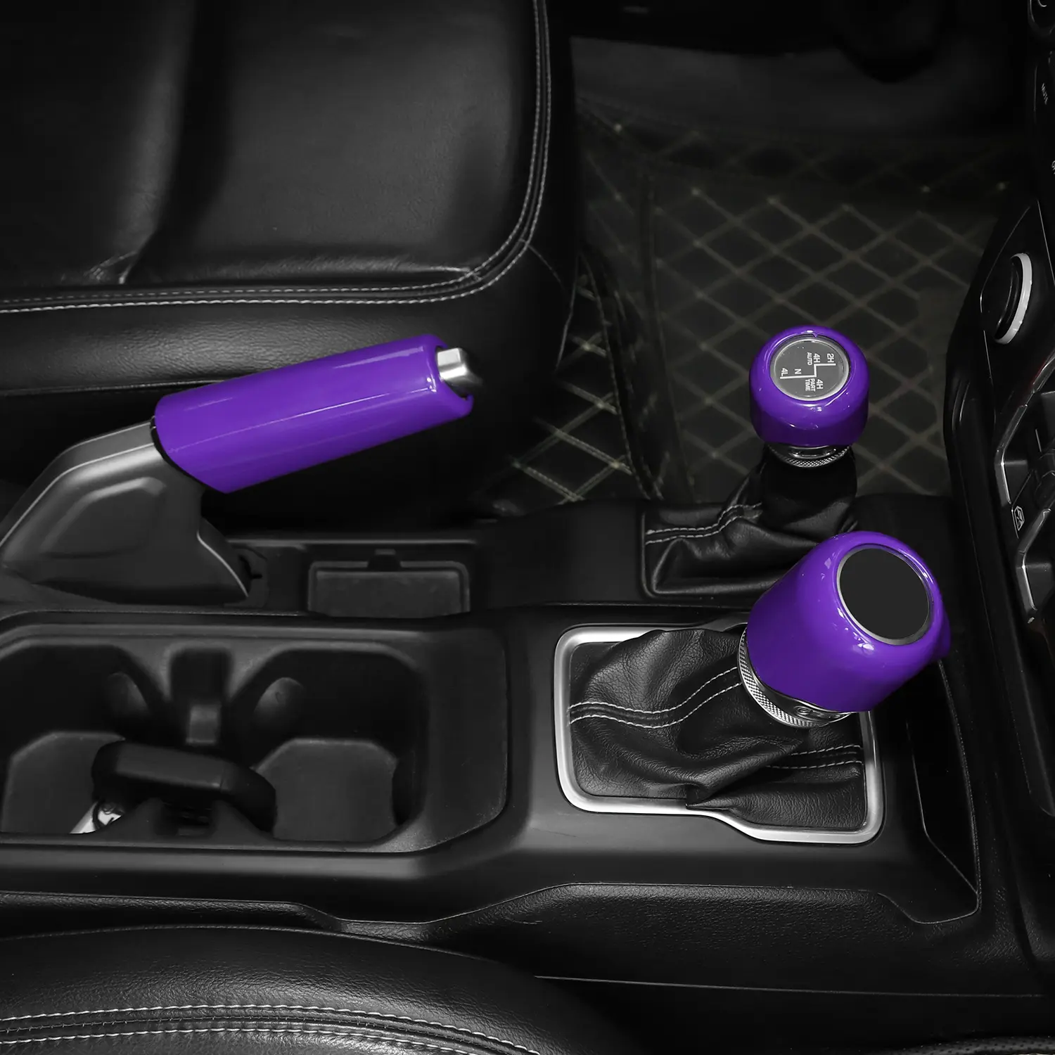 Car Interior Kit for 2018+ Jeep Wrangler JL-JLU & Gladiator JT, 4WD Handbrake Trim, Gear Shift Knob Cover Trim, Precise-Fit Interior Stickers