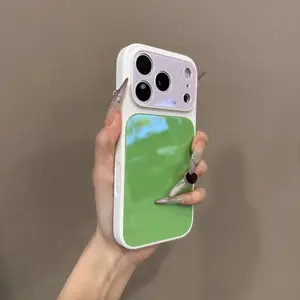 Summer Dopamine Color-Blocked Cool-Touch Shock-Resistant Phone Case, Compatible with iPhone 17/16/15/14/13 Pro Max; Full-Coverage 16/15 Pro Creative Minimalist Macaron Case