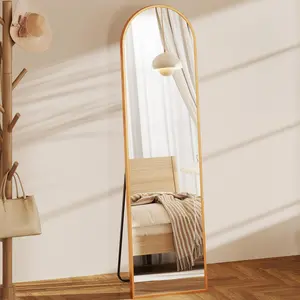 59"x16" Arched Full Length Floor Mirror, Free Standing Leaner Mirror with Aluminum Alloy Frame, HD Explosion-Proof Nano Glass for Bedroom, Living Room, Dressing Room, Multiple Color Options