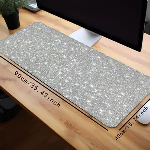1pc Glitter Gaming Mouse Pad Shimmer Silver Design Desk Mat Rubber Base with Stitched Edge Non-Slip Desk Accessories XL Mousepad for Office Home as Gifts for Men Women Birthdays,Christmas,Halloween Day