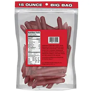 Old Trapper Deli-Style Beef Sticks, Jalapeño Flavor, 15-Ounce Package, Spicy Beef Sticks, Six Grams of Protein and Zero Grams of Sugar per Serving (Pack of One)