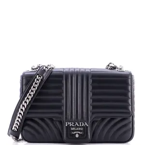 Pre-owned PRADA Leather Shoulder Bags Chain Flap Shoulder Bag Diagramme Quilted Large by Rebag
