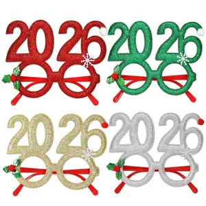 Electroplated 2026 Novelty Eyewear 3D Glitter Party Glasses NYE Countdown Photo Props Christmas Celebration