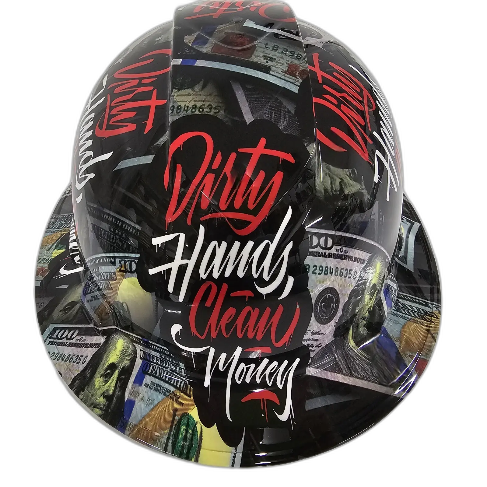 Dirty Hands Clean Money - Custom Hydro Dipped Full Brim Hard Hat Dirty Hands Clean Money - Custom Hydro Dipped Full Brim Hard Hat