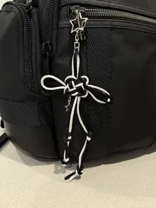 Black and White Yin and Yang Fortune Knot Keychain – Handmade Chinese Lucky Charm for Balance, Protection, and Spiritual Feng Shui Gift