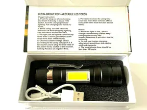 High Power Lumens T6 LED Flashlight USB Rechargeable Zoom With Clip