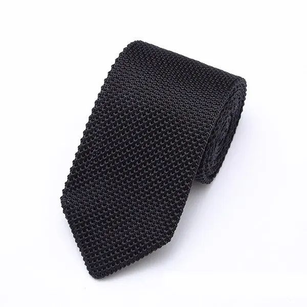 Midnight Onyx Knit Necktie For Men - 60% Silk 40% High-Density Knit - 148 cm x 7 cm - Ideal for Formal & Professional Wear