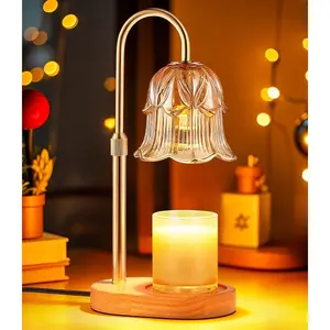 Candle Warmer with Adjustable Timer - Electric Vase Glass Candle Warmer, Height Adjustable, Dimmable, Vintage Base, Modern Candle Warmer, Suitable for Small Cans of Scented Wax Melts