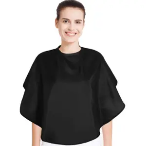 Short Makeup Cape for Women Men Mini Haircut Cape for Artist Shampoo Beauty Salon Artist Styling(Black)