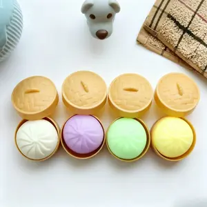 4-Pack, 2-Pack,  Mini Mystery Bun Fidget Toy(6.0cm * 3.5cm/2.36" x 1.38")Dumpling Toy Squishy-Soft TPR Material, Stress Relief, Random Style per Pack Sleep Aid and Stress Relief steamer basket food stretchy desk toy sensory grippie set