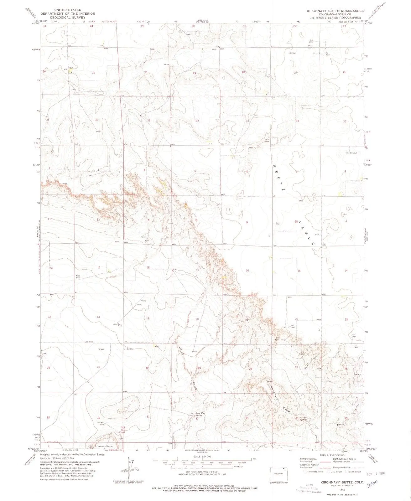 Kirchnavy Butte Colorado USGS Topographic Quadrangle Map, 1978, 1:24000