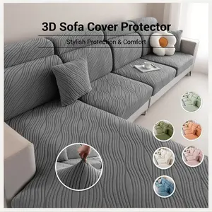 3D Embroidered Sofa Cover, Dustproof Dirt Resistant Cat Scratch Proof, Eco-Friendly Skin-Friendly Easy to Clean, Multiple Colors Available