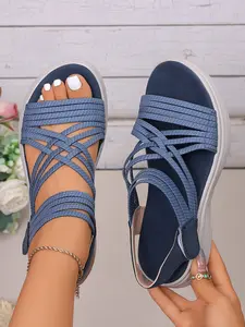 Women's Comfortable Walking Sandals with Elastic Straps, Lightweight Casual Summer Shoes, Fashion Footwear for Daily Wear
