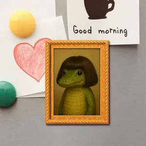 Funny Long Hair Crocodile Refrigerator Magnet, Cute Cartoon Design, Ideal Gift for Animal Lovers, Perfect for Home Decor & Office Use