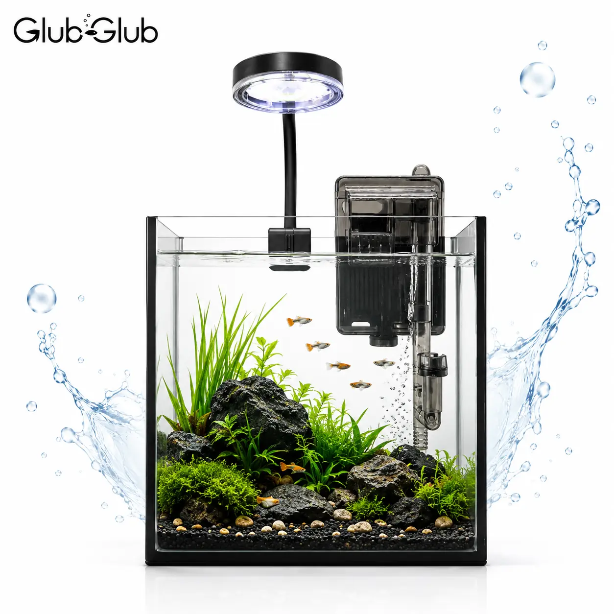 Craftsboys 1.2Gal Fish Tank, Nano Glass Aquarium with Filter, Led Light for Aquascape DIY Small Betta Fish Tank Fishtank Terrarium tiktokshopspringglowup