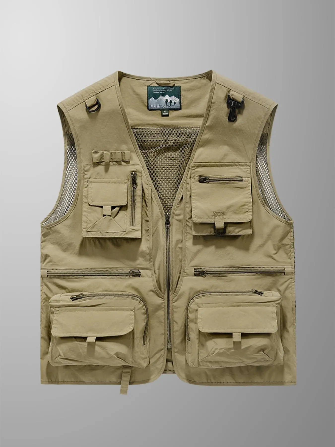 Men's Outdoor Multi-Pocket Fitted Casual Jacket Sleeveless Vests, 8 Pockets Design with Multifunctional Buckles, Breathable Back Mesh, Quick-Dry Waterproof，Ideal for All Outdoor Sports