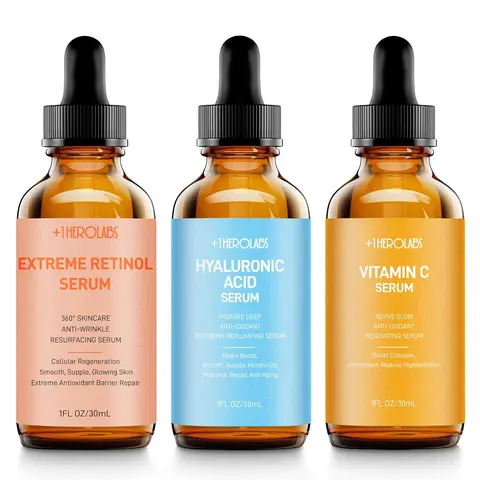 Facial Skin Care – Retinol Serum, Vitamin C & Hyaluronic Acid for Face – Anti Aging Face Serum Set for Women – Firm, Wrinkle Smoothing, Dark Spot Corrector, Brighten Dullness